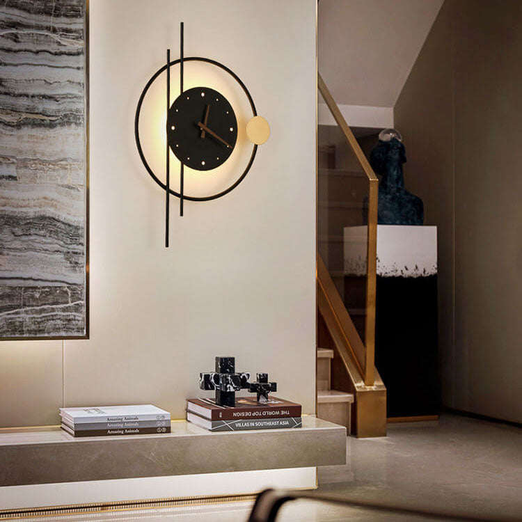 Iron Clock Wall Lamp