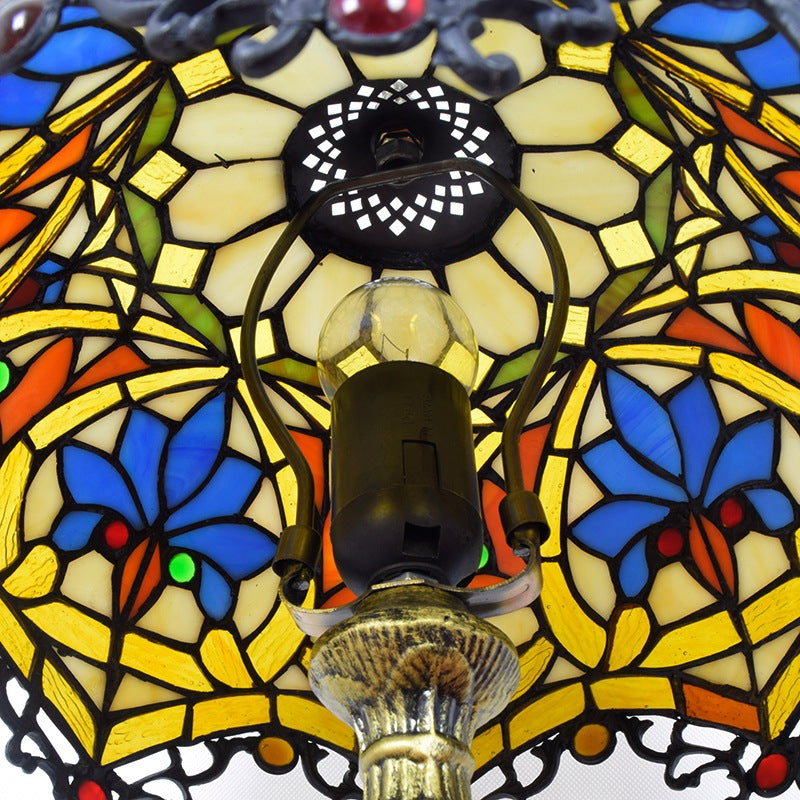 Flower Gemstone Stained Glass Table Lamp