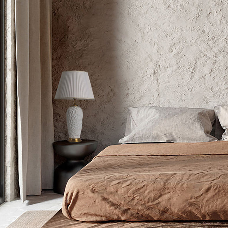 Cylinder Ceramic Fabric Bedroom Table Lamp
