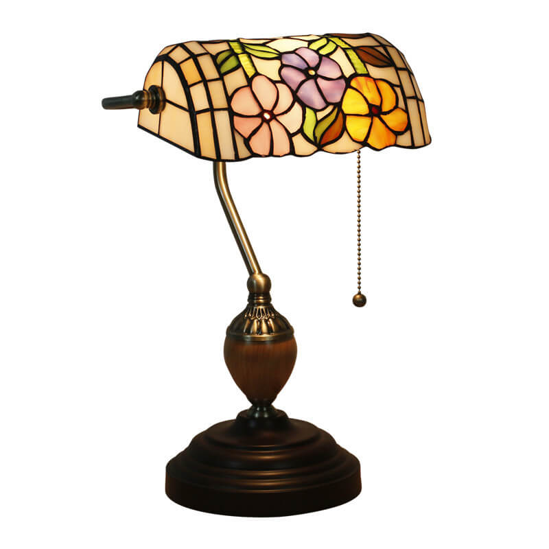 Flower Glass Banker Table Lamp