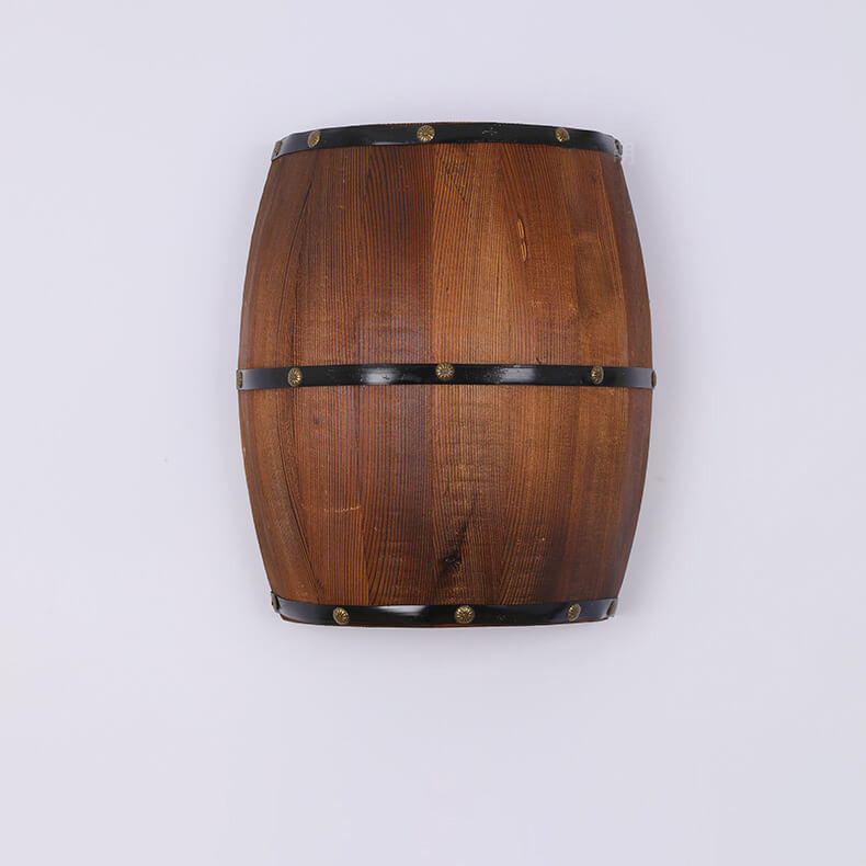 Half Barrel Wood Wall Lamp