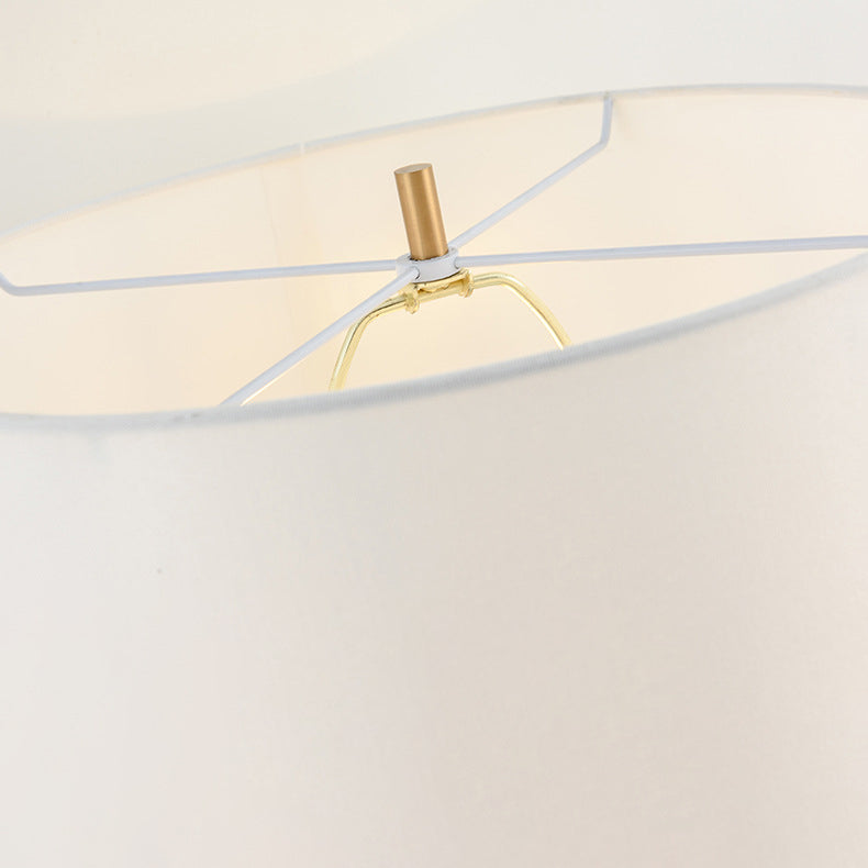 Hexagonal Column Round Marble Table Lamp