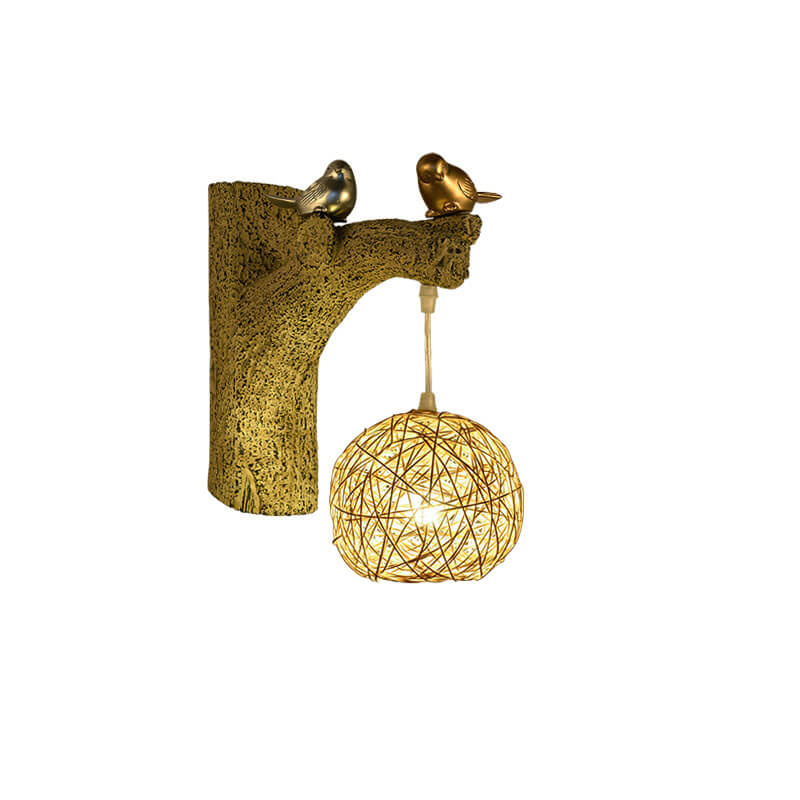 Rattan Woven Bird Wall Lamp