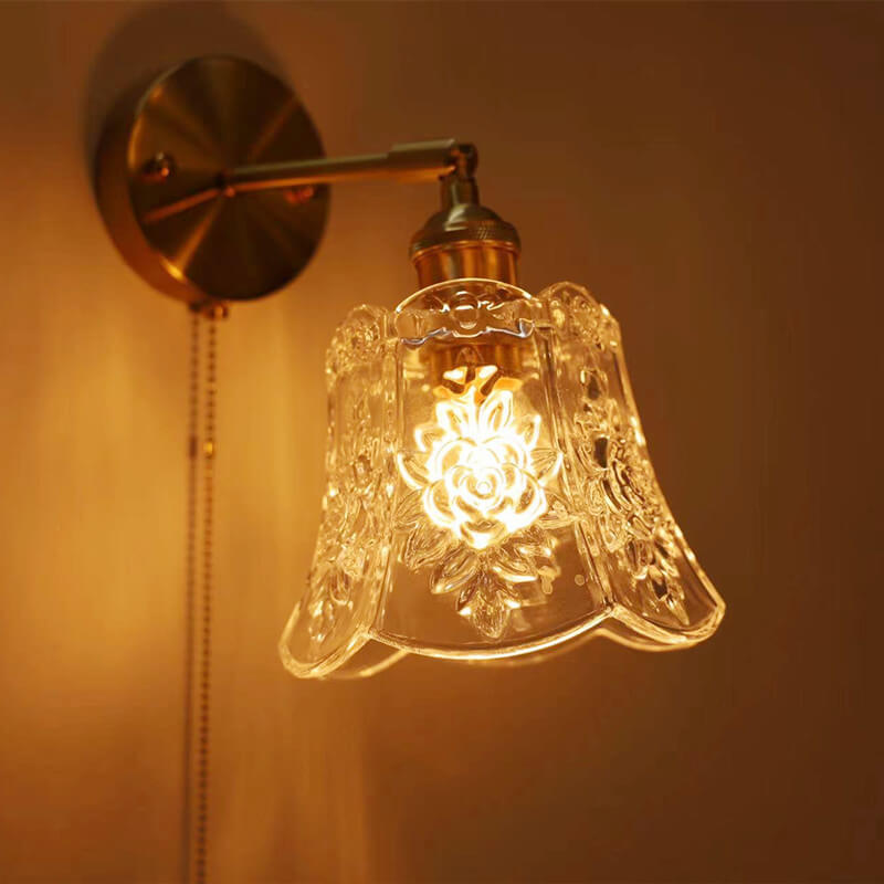 Brass Glass Pull Wire Wall Lamp