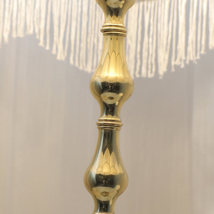 Round Brass Fabric Bedroom Table Lamp