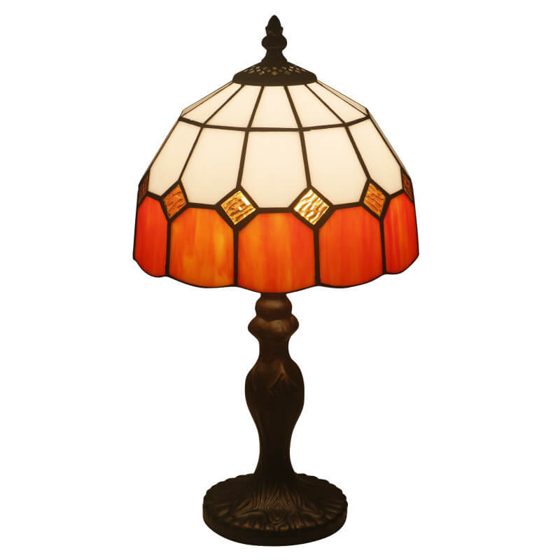 Gemstone Stained Glass Round Table Lamp