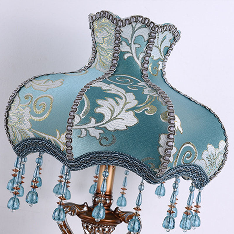 Blue Fabric Tassel Resin Table Lamp