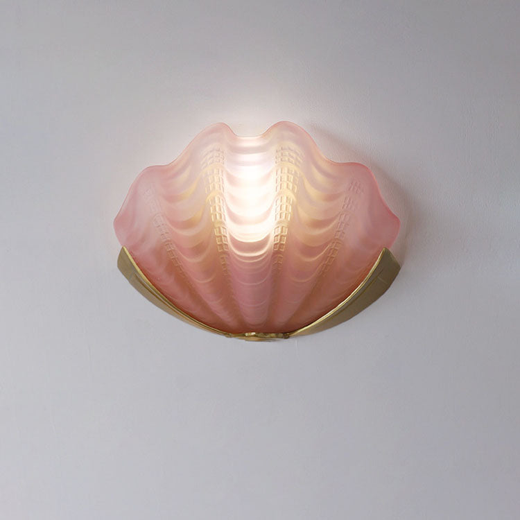 Shell Brass Glass Bedroom Wall Lamp
