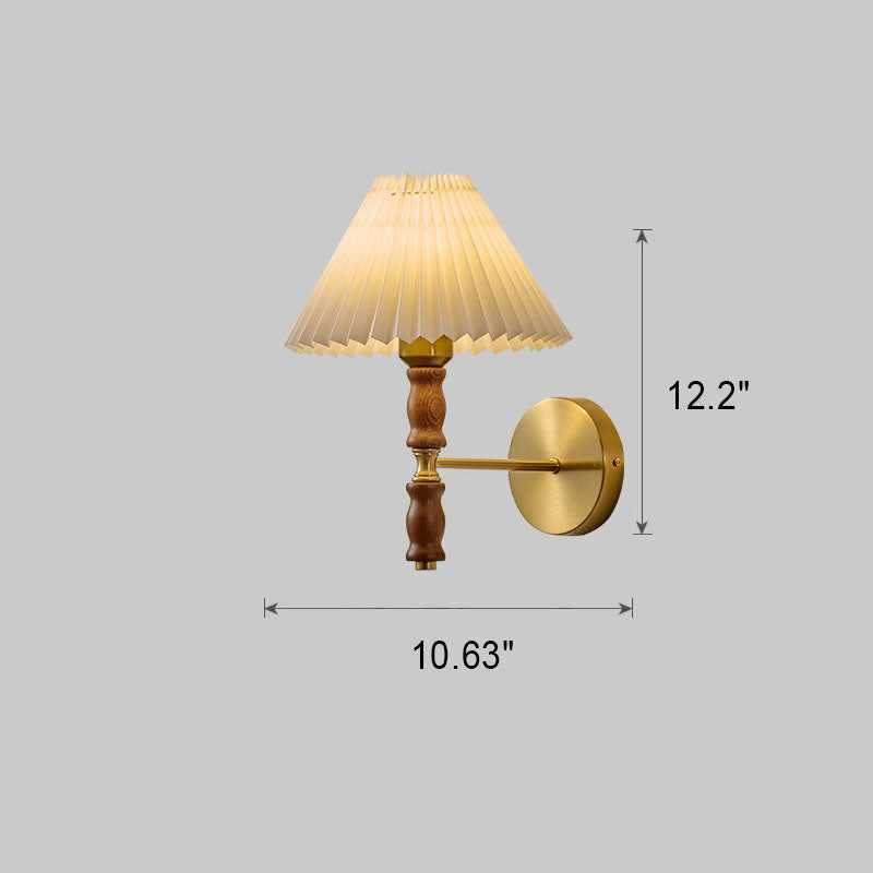 Walnut Pleated Umbrella Wall Lamp