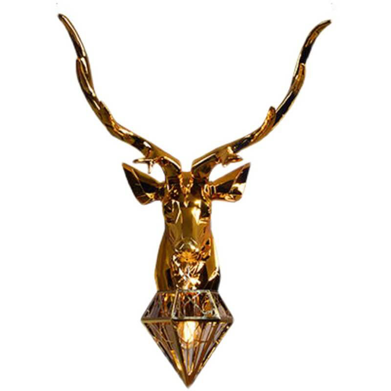 Plating Geometric Deer Head Wall Lamp