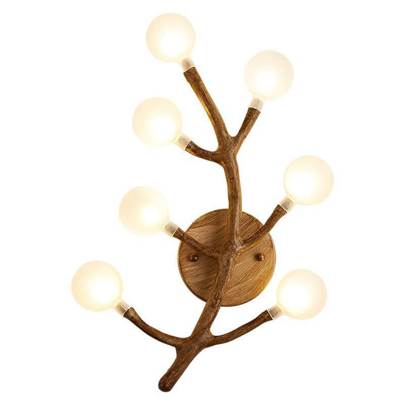 Resin Tree Fork Glass 7-Light Wall Lamp