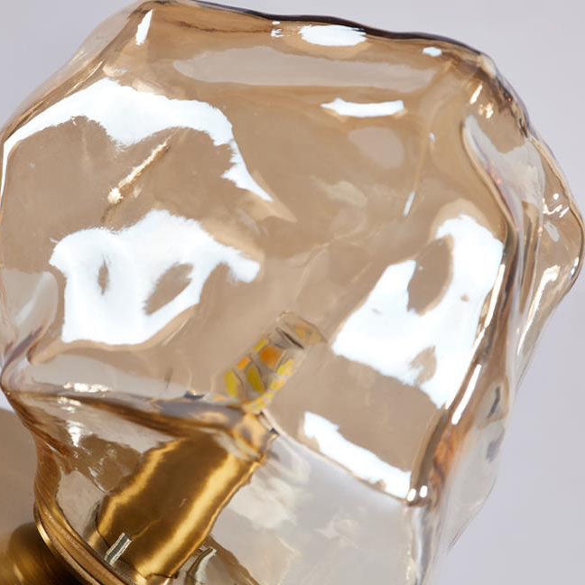 Walnut Irregularly Glass Lampshade Table Lamp