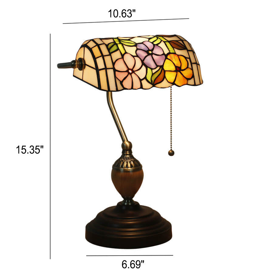 Flower Glass Banker Table Lamp