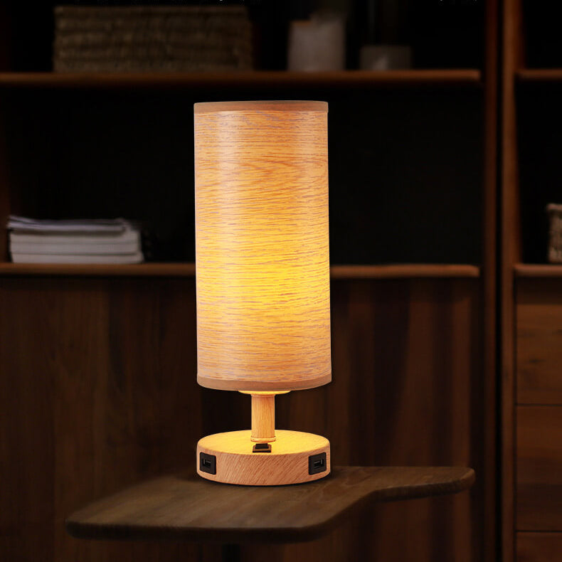 Wood Grain Fabric Table Lamp