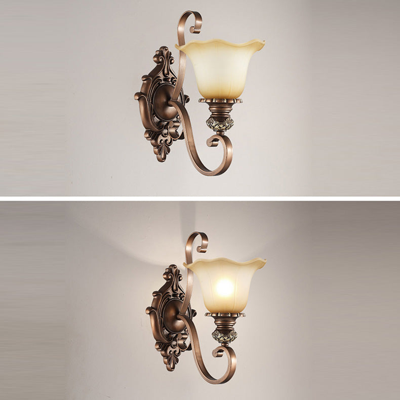 Frosted Glass Flower Iron Wall Lamp