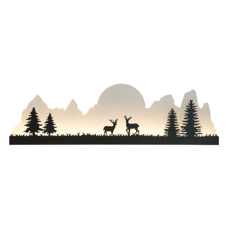 Iron Acrylic Landscape Painting Outdoor Light