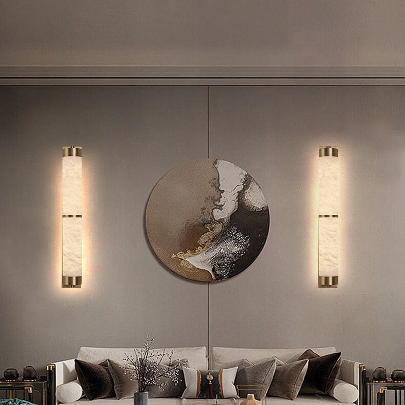 Full Copper Marble Column Wall Lamp
