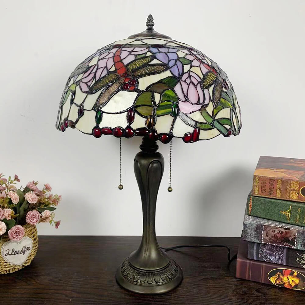 Umbrella Flower Dragonfly Alloy 2-Light Table Lamp