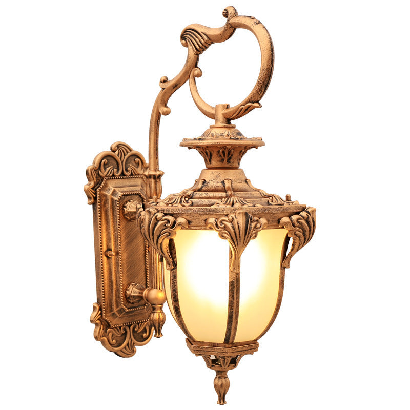 Aluminum Glass Carved Lantern Outdoor Light