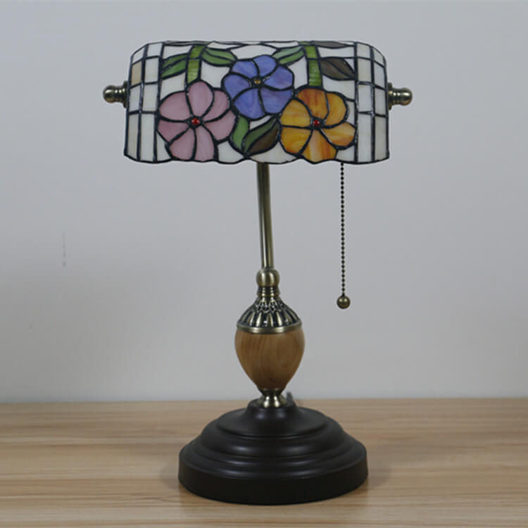 Flower Glass Banker Table Lamp