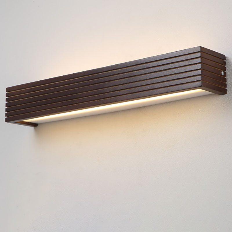 Striped Wood Cuboid Vanity Wall Lamp