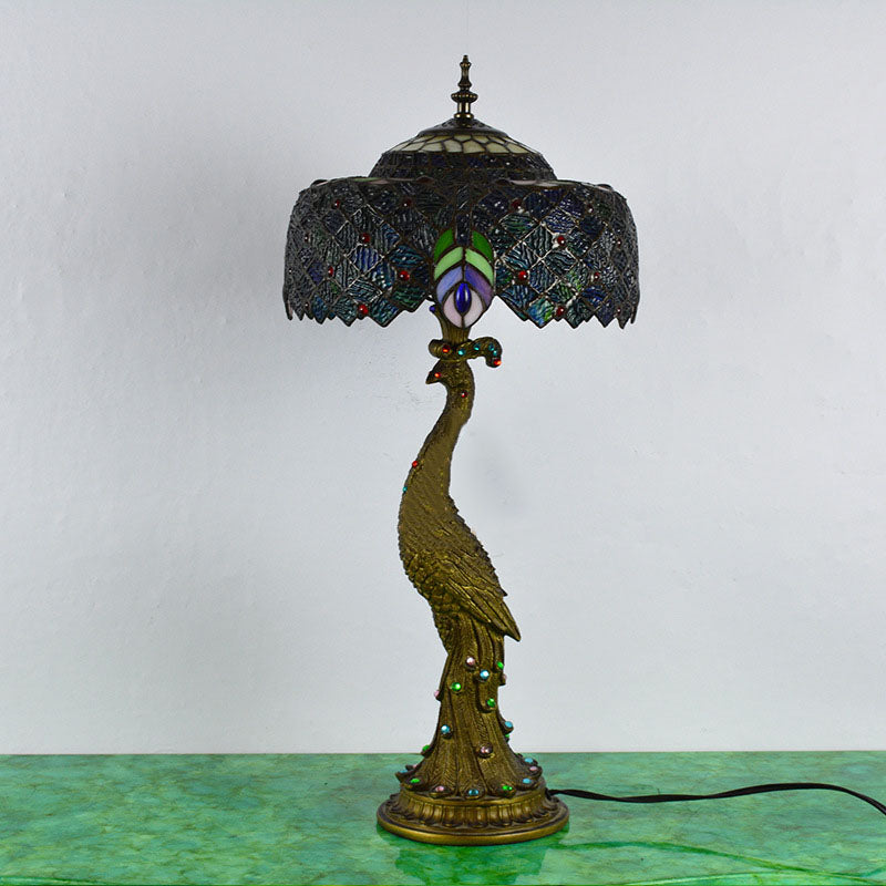 Peacock Gem Dome Glass Table Lamp