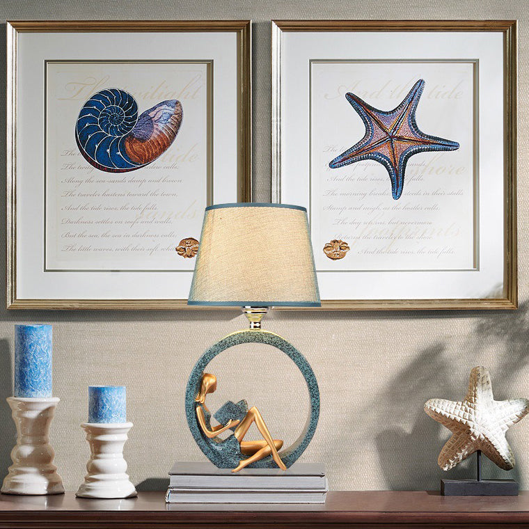 Round Girl Boy Resin Table Lamp