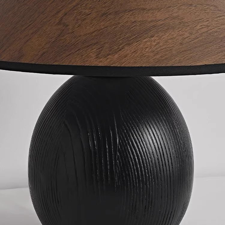 Fabric Ash Wood Conic Table Lamp