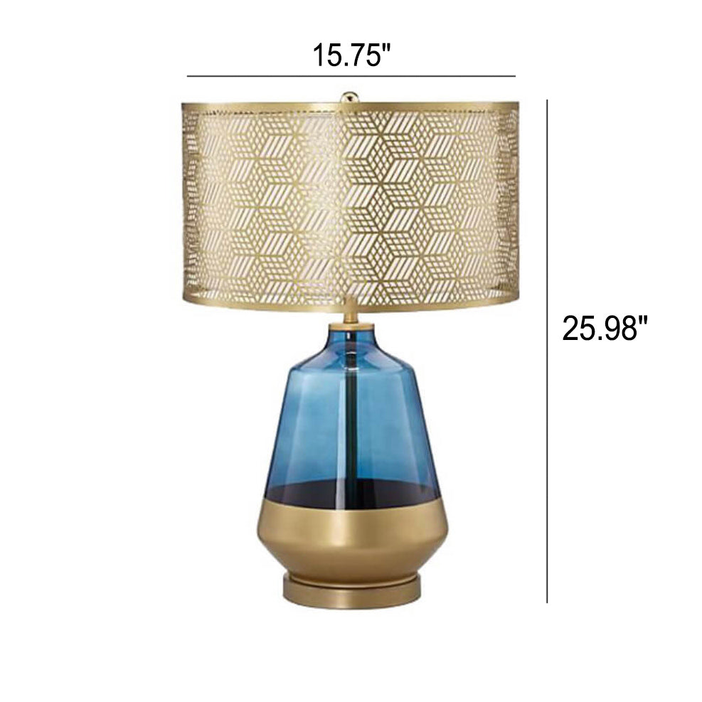 Blue Glass Bottle Metal Table Lamp