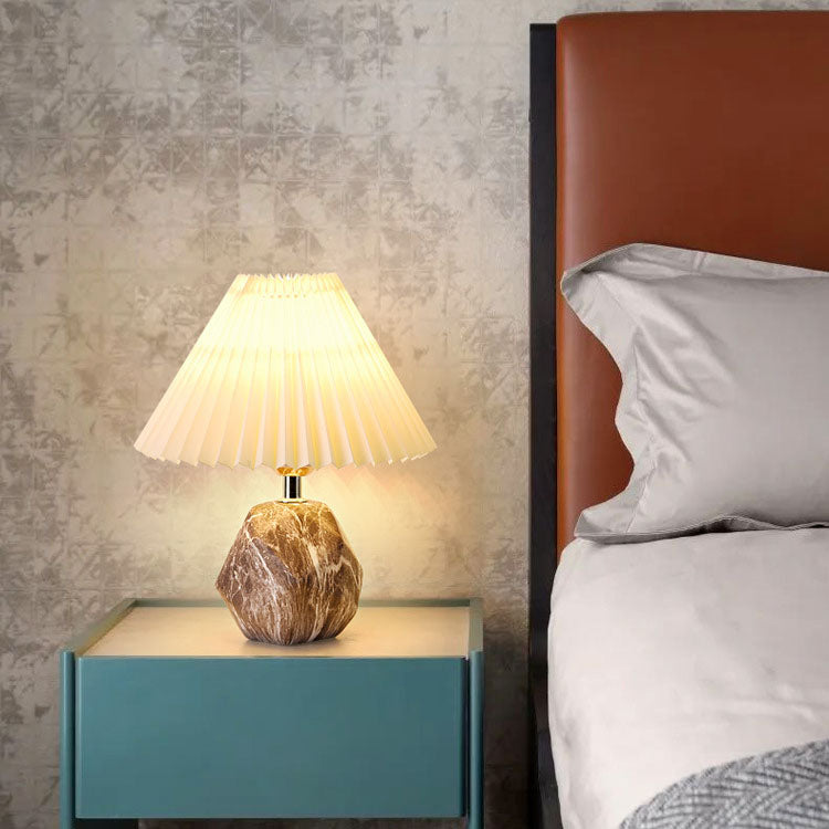 Pleated Fabric Imitation Stone Table Lamp