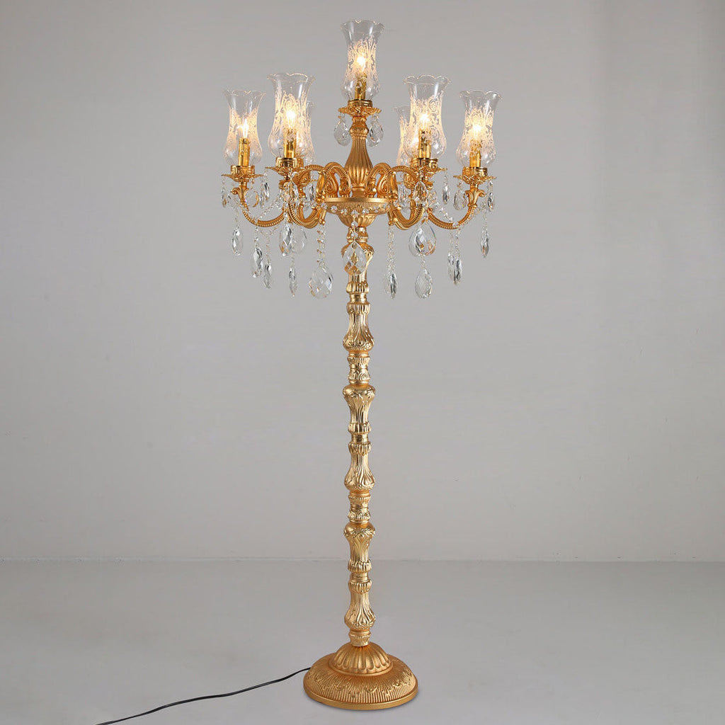 Traditional Luxury Golden Crystal 7-Light Floor Lamp