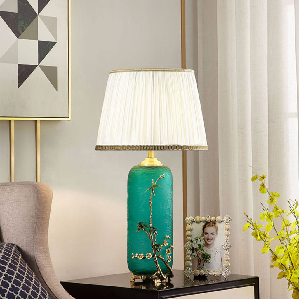 Bottle Glass Copper Fabric Table Lamp