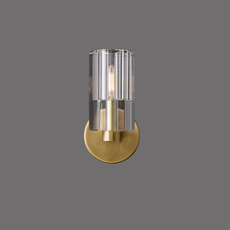 Crystal Cylindrical Brass Wall Lamp