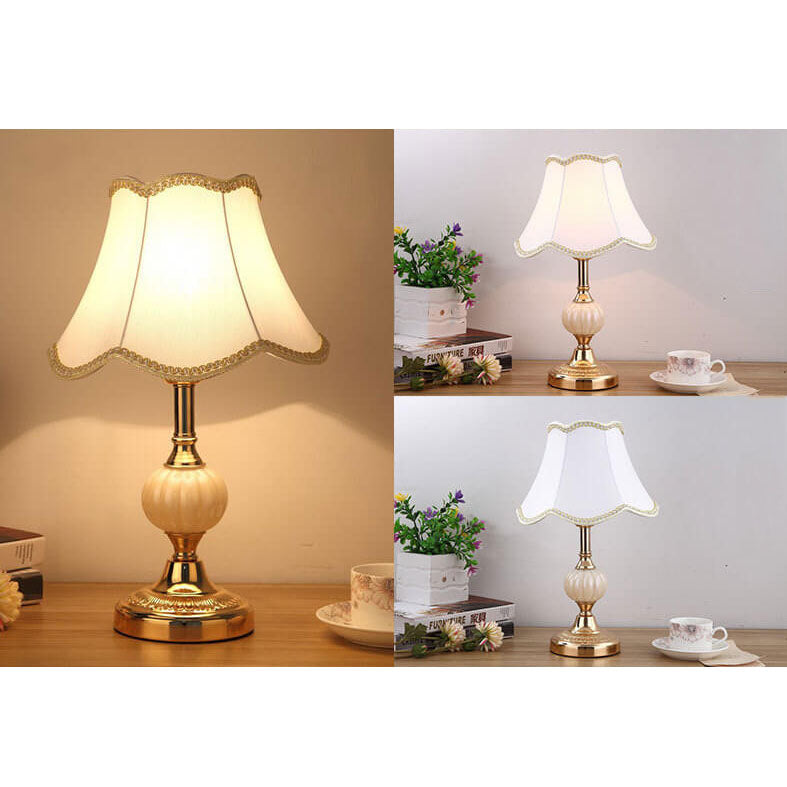 Floral Glass Fabric Table Lamp