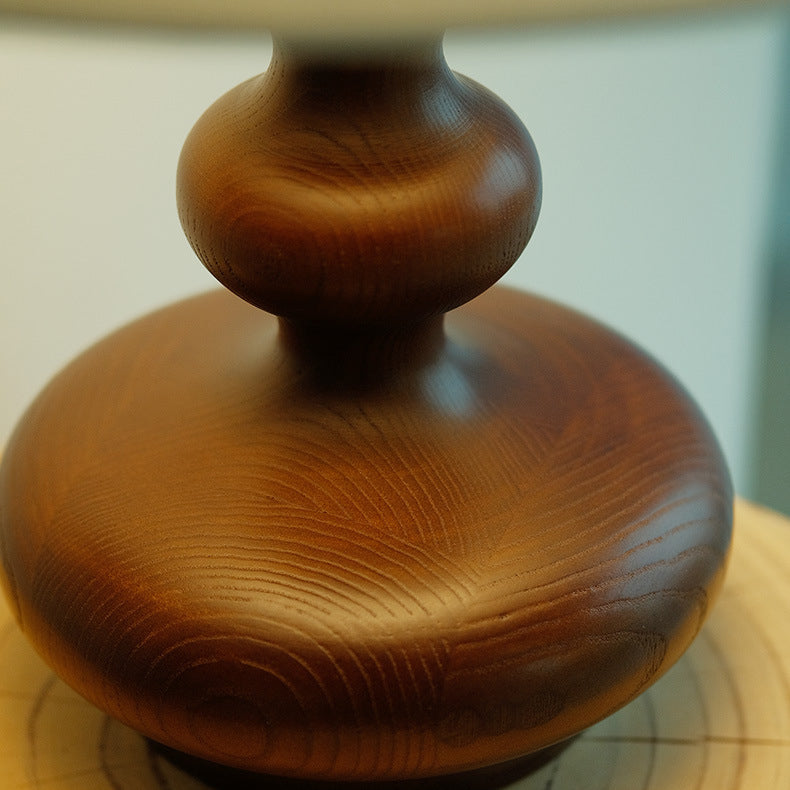 Gourd Shaped Cone Wood Table Lamp