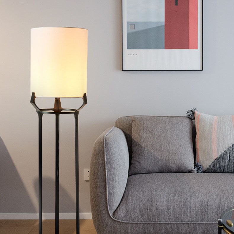 Fabric Round Iron Tripod Floor Lamp