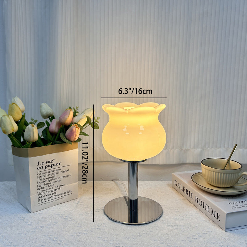 Iron Glass Tulip Flower Table Lamp