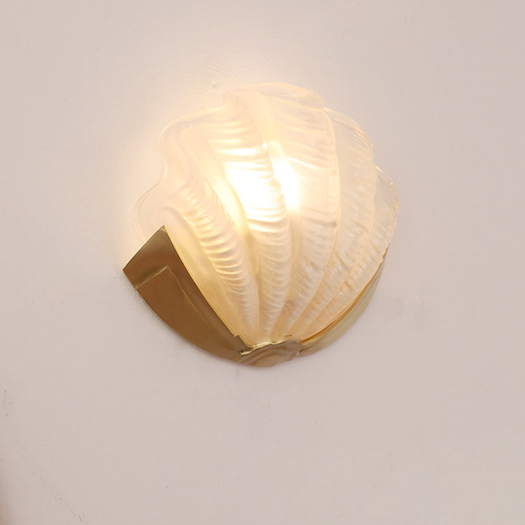 Shell Brass Glass Living Wall Lamp