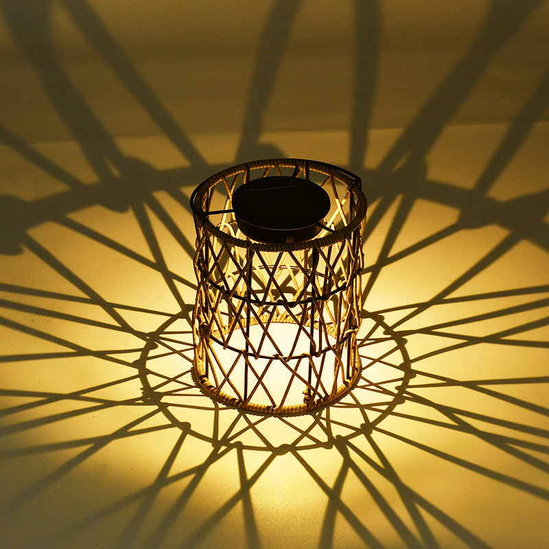 Rattan Weaving Cylinder Garden Outdoor Light