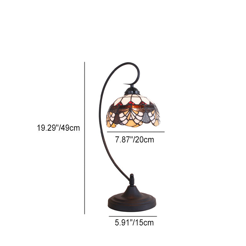 Iron Glass Floral Whelk Table Lamp