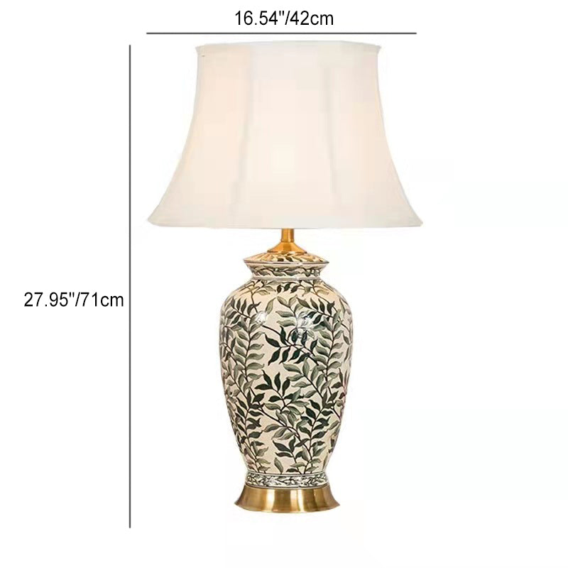 Vase Shaped Fabric Ceramic Table Lamp