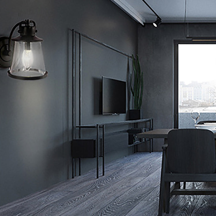 Iron Glass Round Hallway Wall Lamp