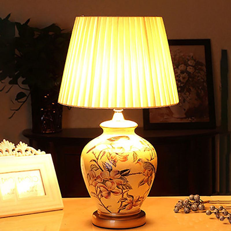 Bird Vase Ceramic Fabric Table Lamp