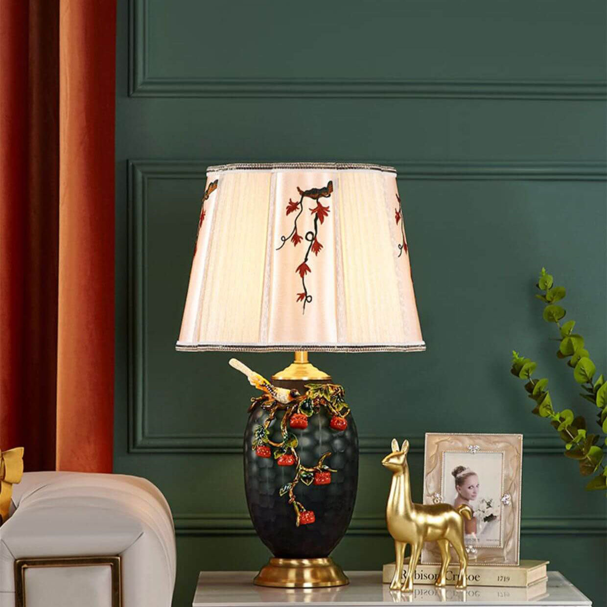 Copper Enamel Color Fabric Table Lamp