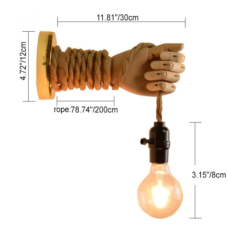 Hand Shape Arm Hemp Wall Lamp