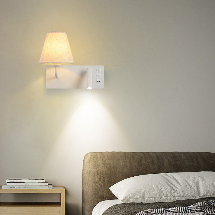 Iron Aluminum Fabric Cone Wall Lamp