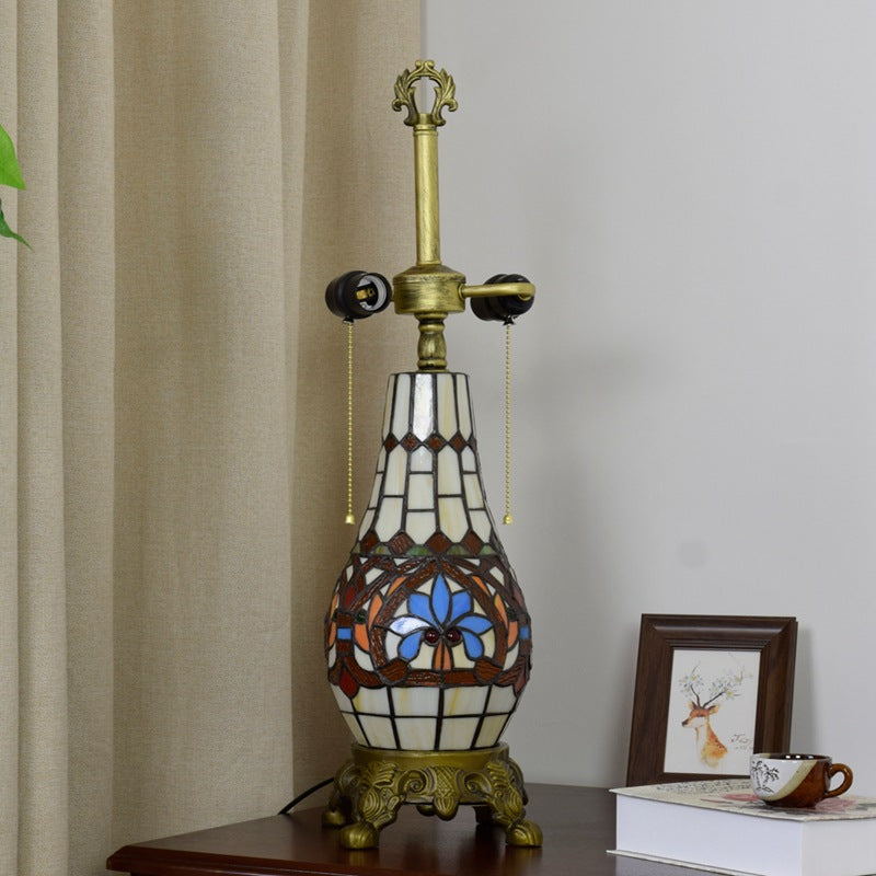 Floral Peach Heart Design 3-Light Table Lamp