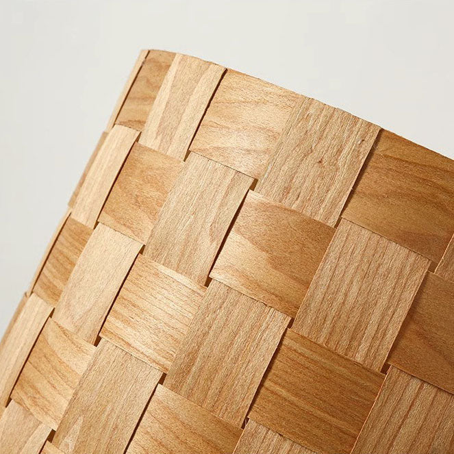 Wood Rattan Woven Long Floor Lamp