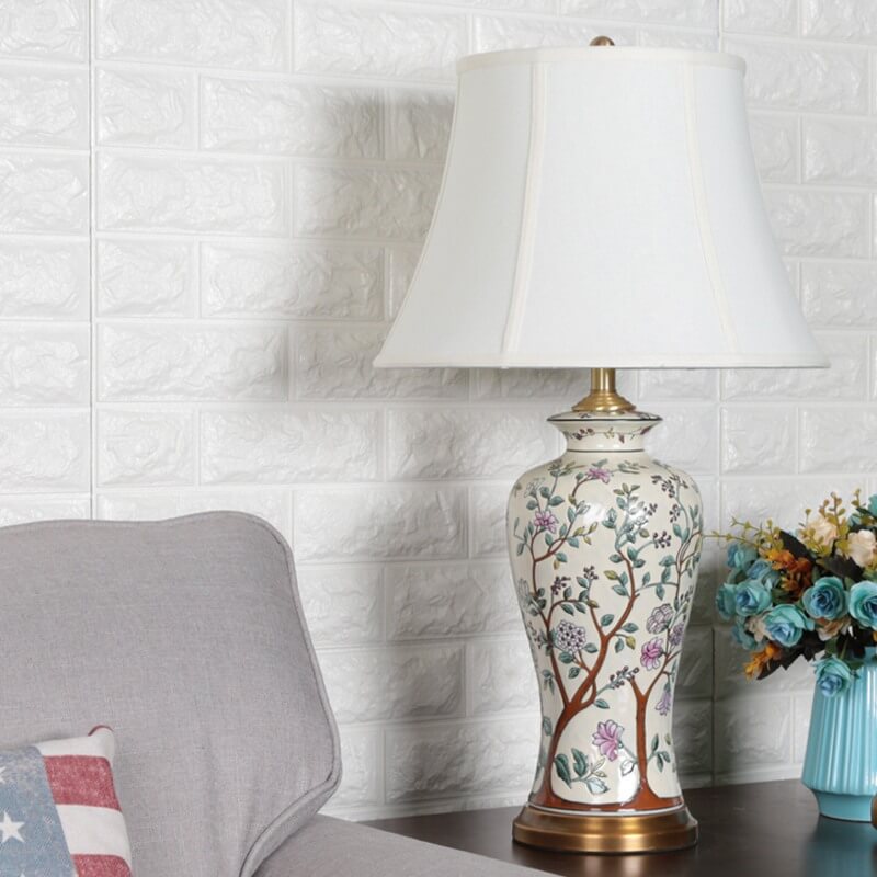 Palace Fabric Lampshade Ceramic Table Lamp