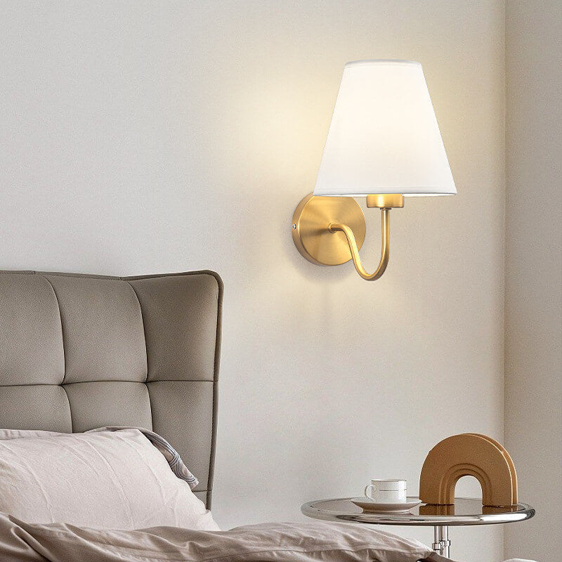 Cone Fabric Curved Arm Wall Lamp